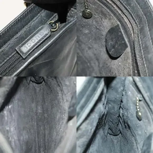 GUCCI Shoulder Bag Leather Black Gold - Picture 11 of 12